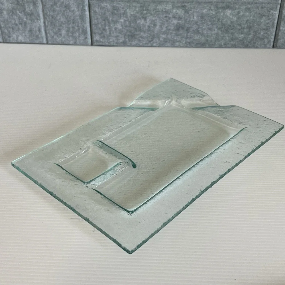 Green Recycled Glass Sushi Plate Rectangle w/Compartments